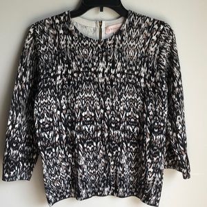 Philosophy black cream brown 3/4 knit top